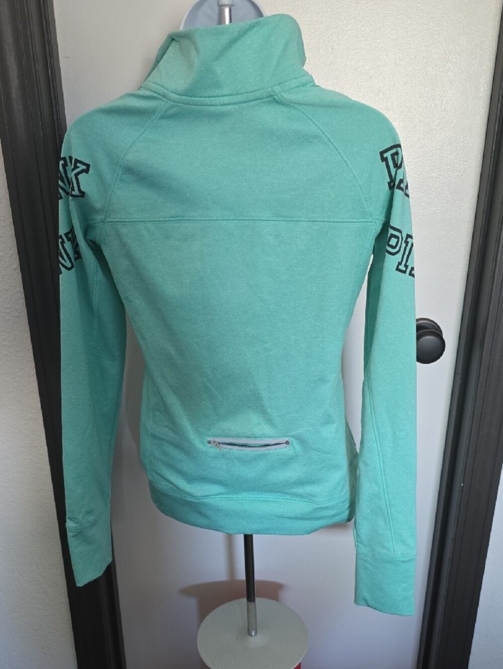 PINK Victoria's Secret Mint Green Quarter-Zip Pullover - Picture 3 of 6